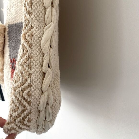 Roolee Red Yellow Neutral Patchwork Color Blocked Tote Bag Suede Leather Handles - Picture 8 of 9